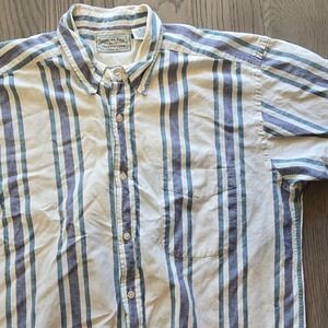 Vtg American Eagle Outfitters Striped Short Sleeve Shirt Blue Men's Large